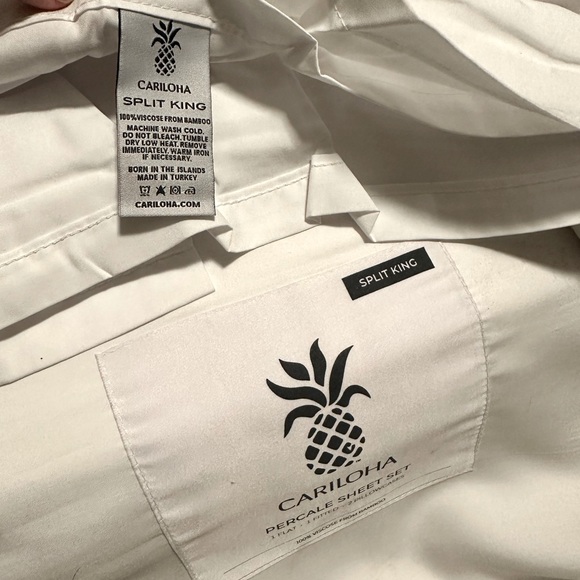 Cariloha Split King Percale Sheet Set 100% Viscose Bamboo (5pc) White- NWT!